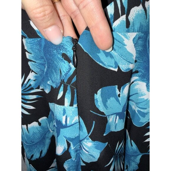 Forever 21 Tropical Mini Dress Blue Black Crossback Sexy Vacation Lined Small X1 - Picture 5 of 7